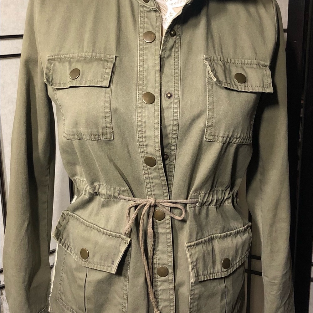 Green utility parka style jacket